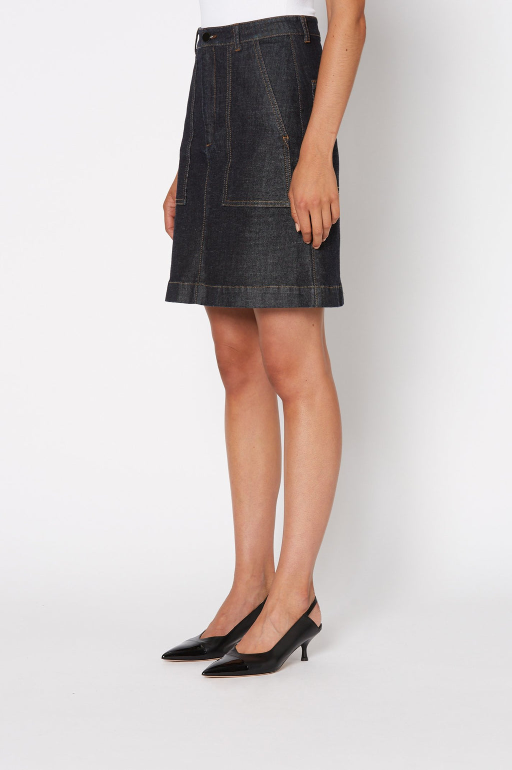 PATCH POCKET JEAN SKIRT