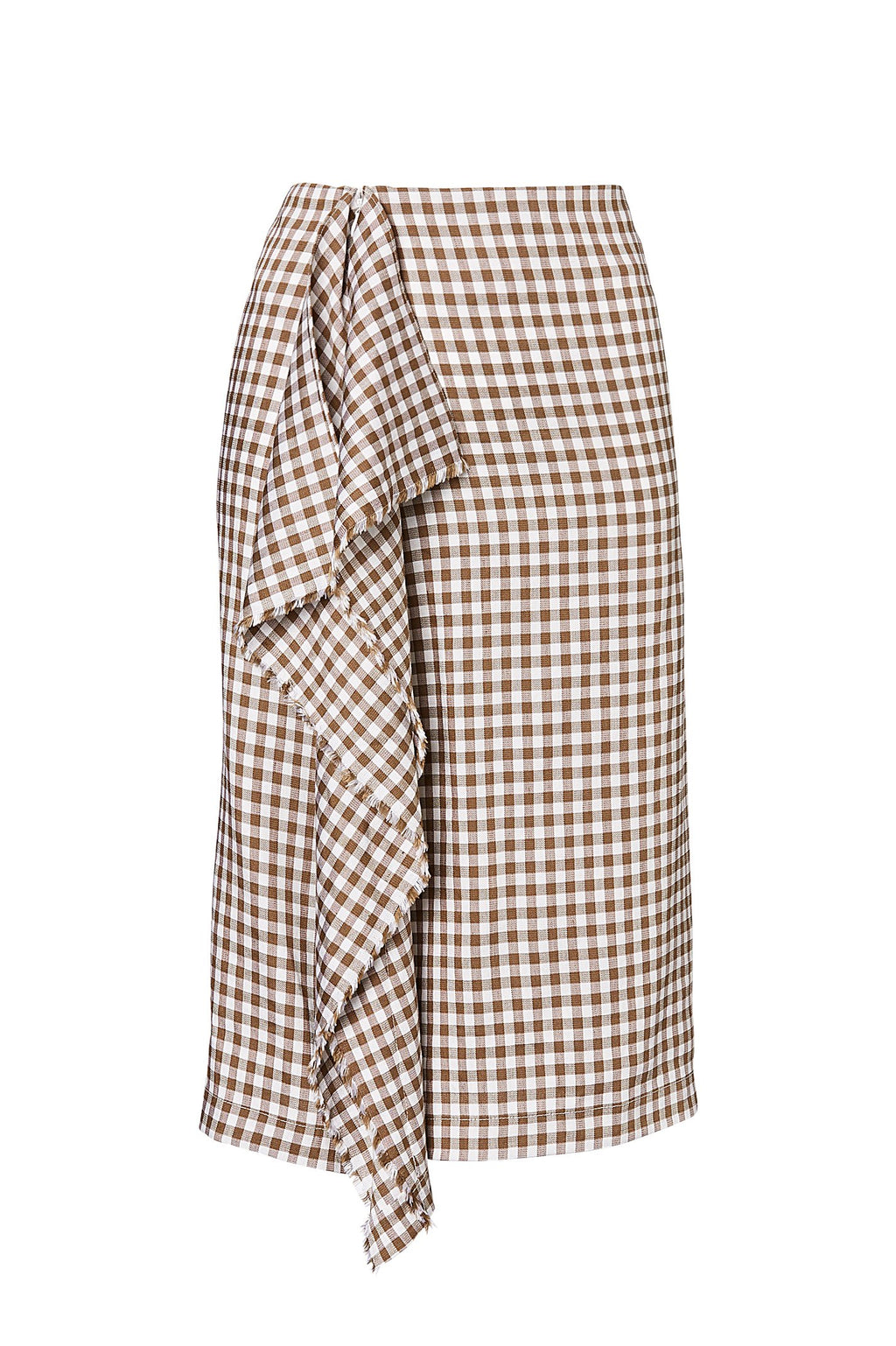 GINGHAM DRAPE FRONT SKIRT