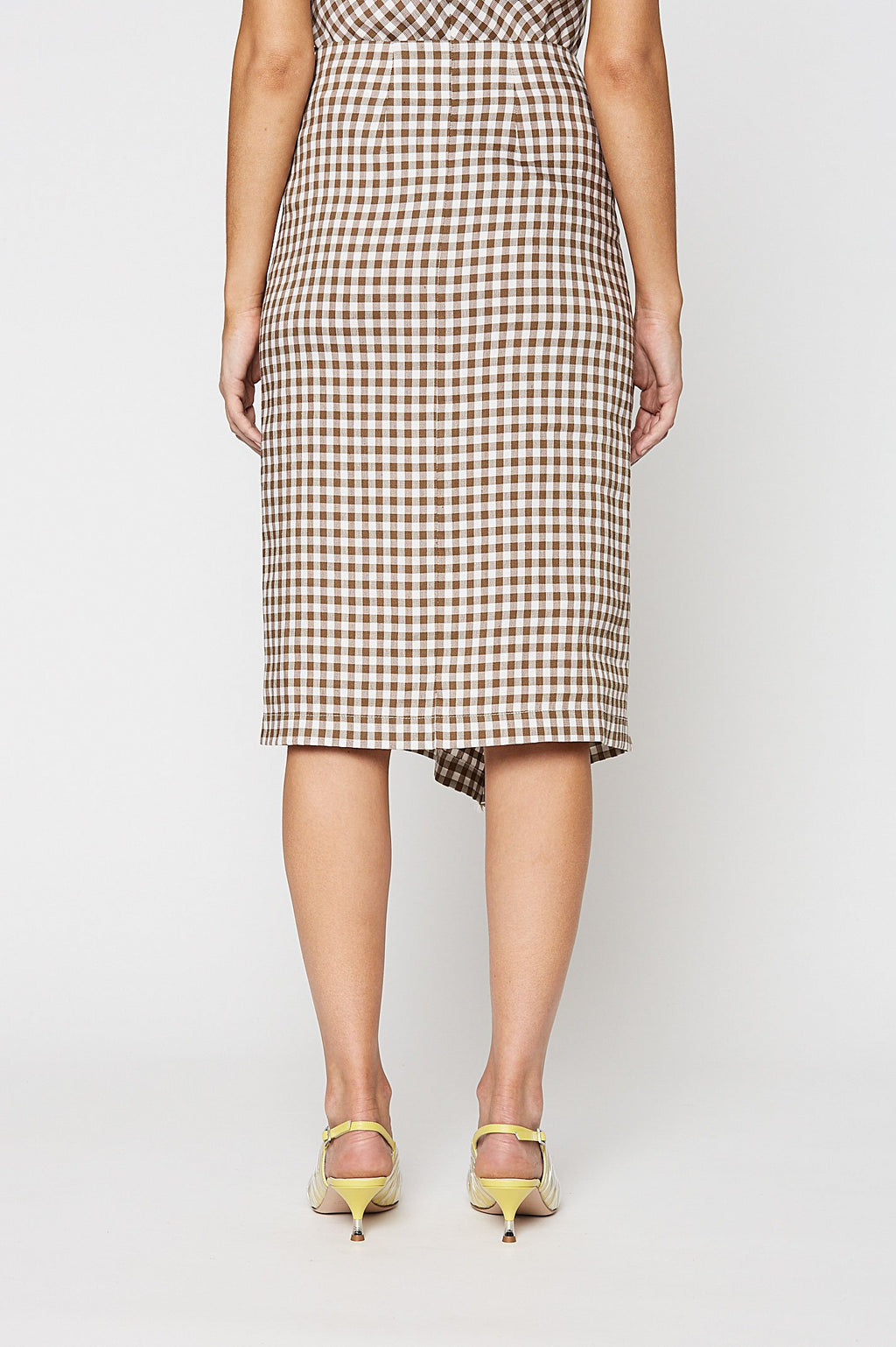 GINGHAM DRAPE FRONT SKIRT