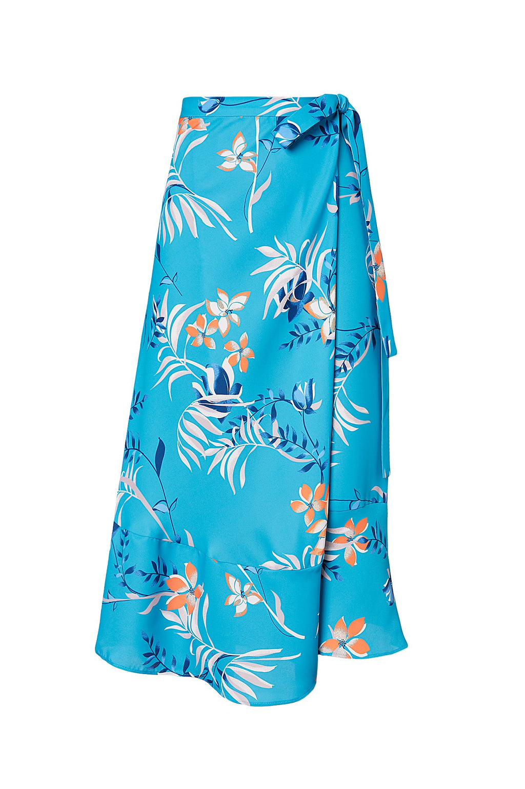 LEAFY PRINT WRAP SKIRT