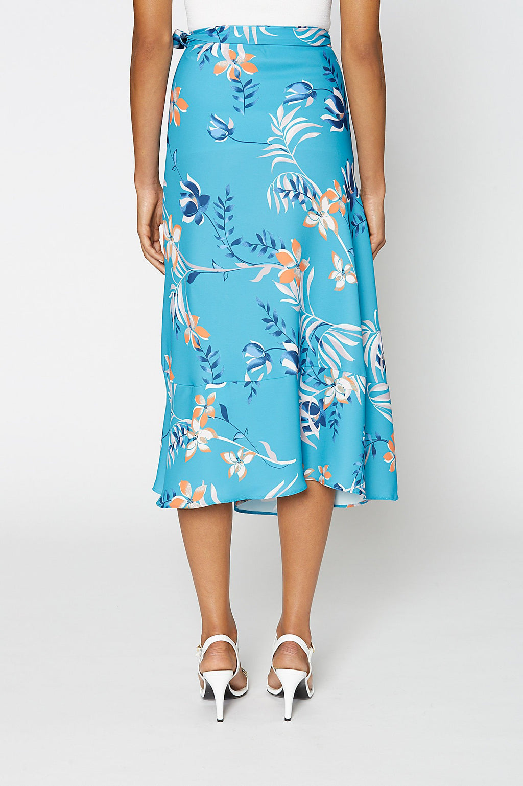 LEAFY PRINT WRAP SKIRT