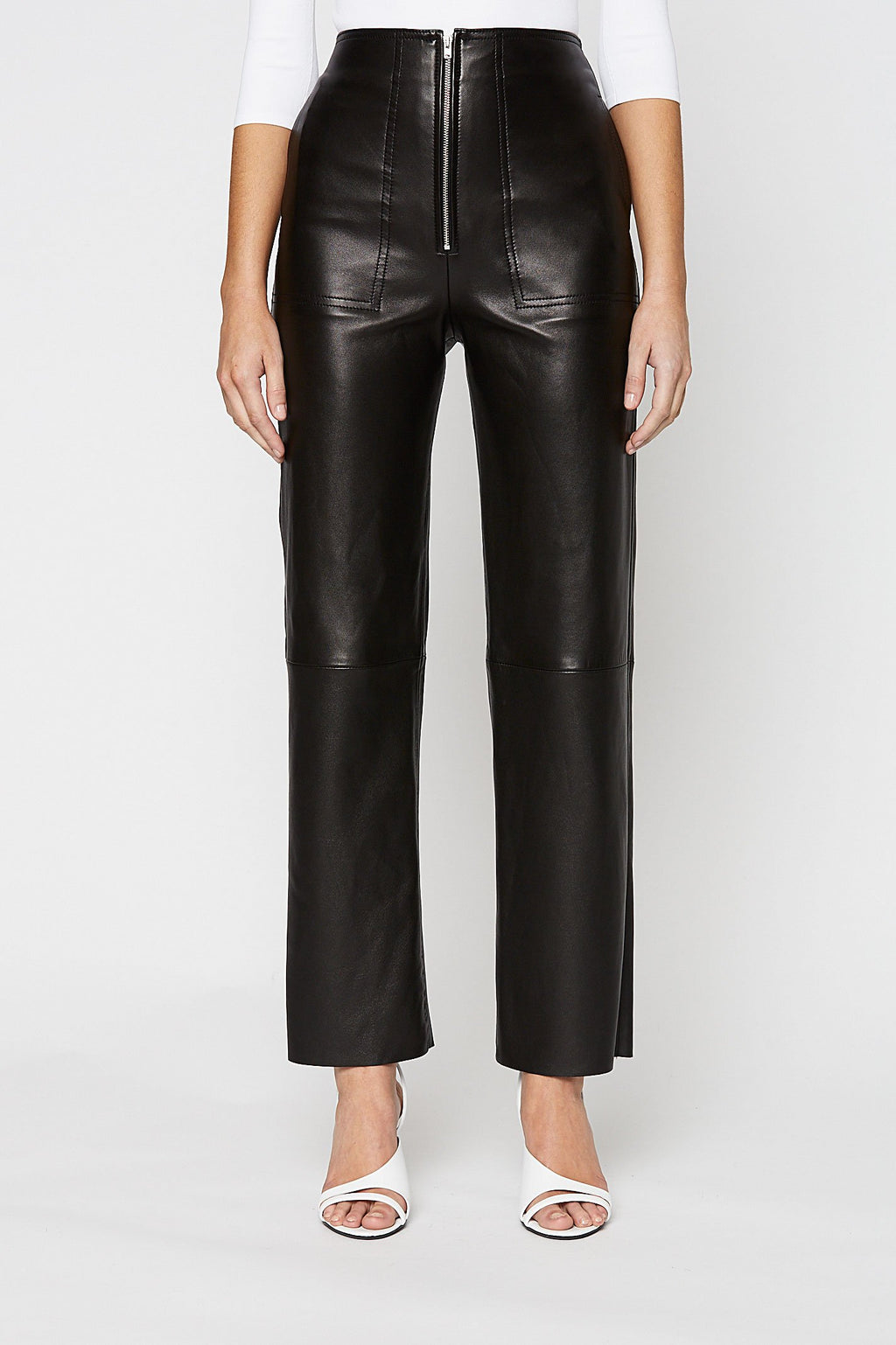 LEATHER ZIP FRONT TROUSER