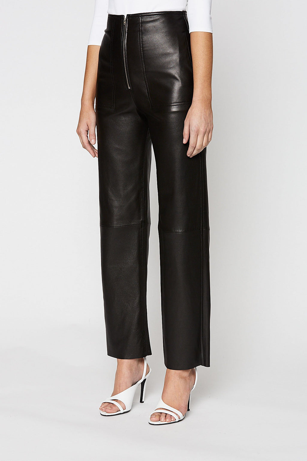 LEATHER ZIP FRONT TROUSER