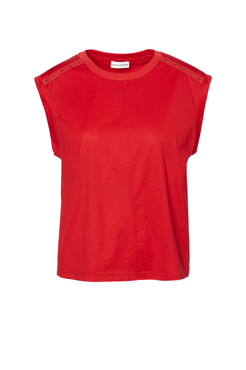 MERCERISED STUDDED SLVLESS TEE