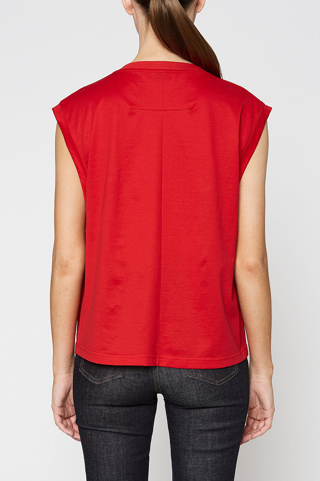 MERCERISED STUDDED SLVLESS TEE
