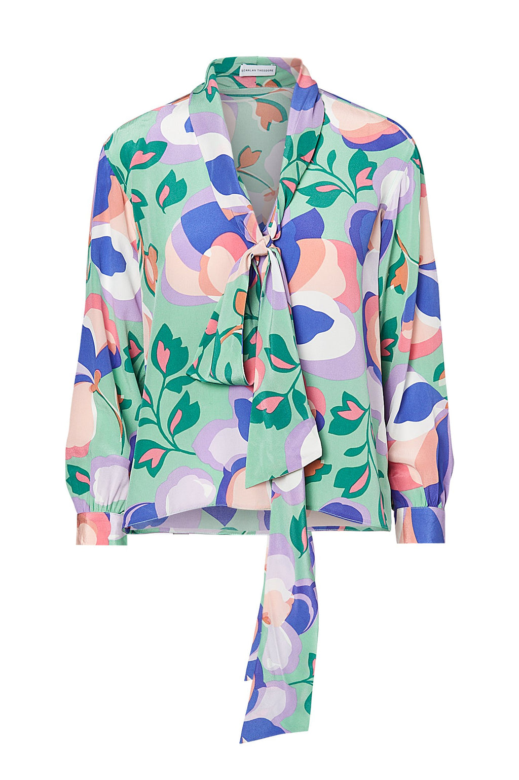 CDC PRINTED TIE NECK BLOUSE