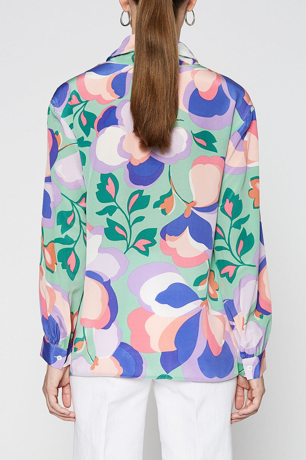 CDC PRINTED TIE NECK BLOUSE