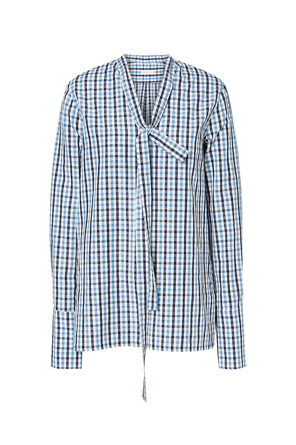 GINGHAM TIE NECK SHIRT