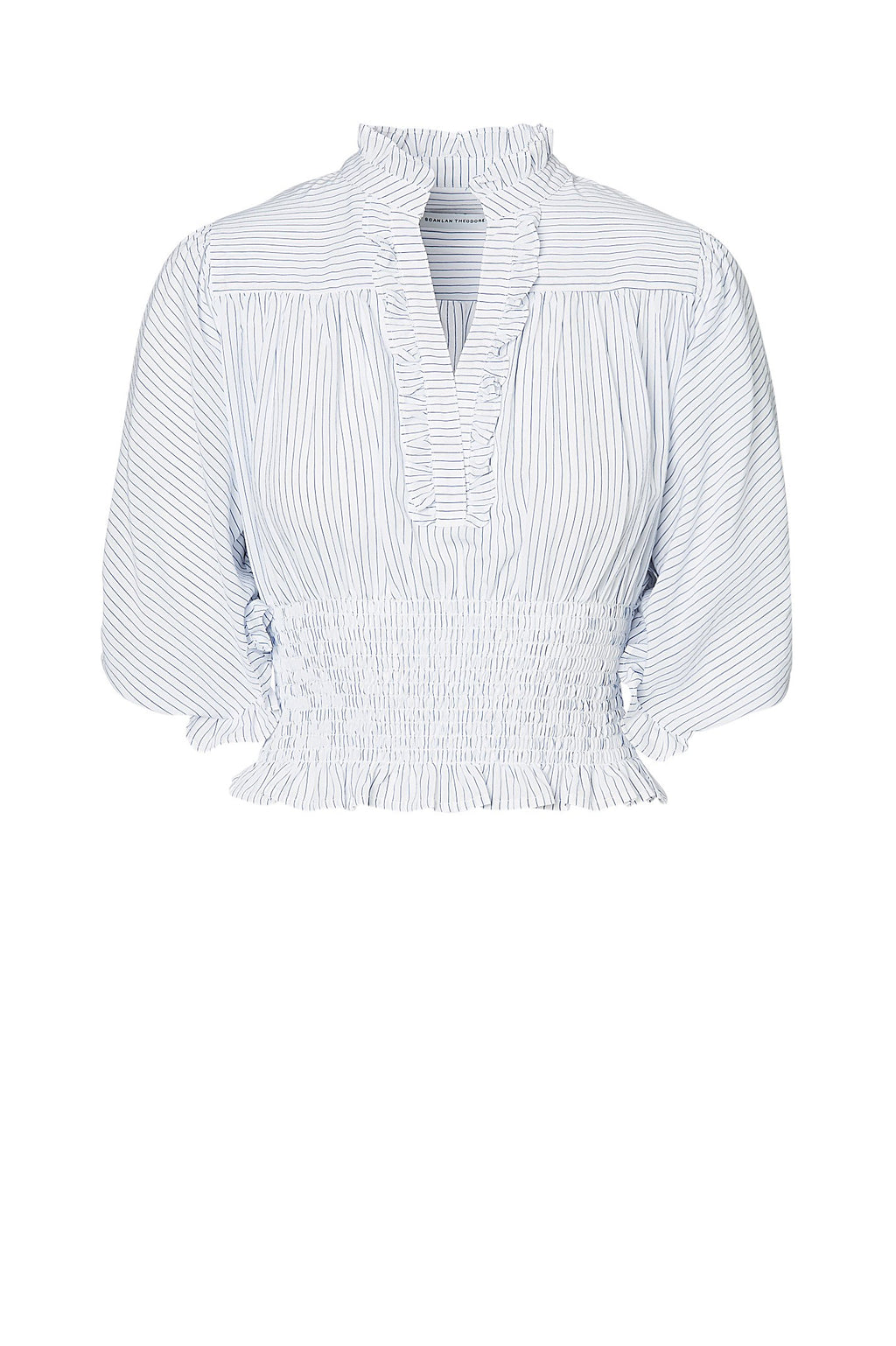STRIPE COTTON RUFFLE TOP