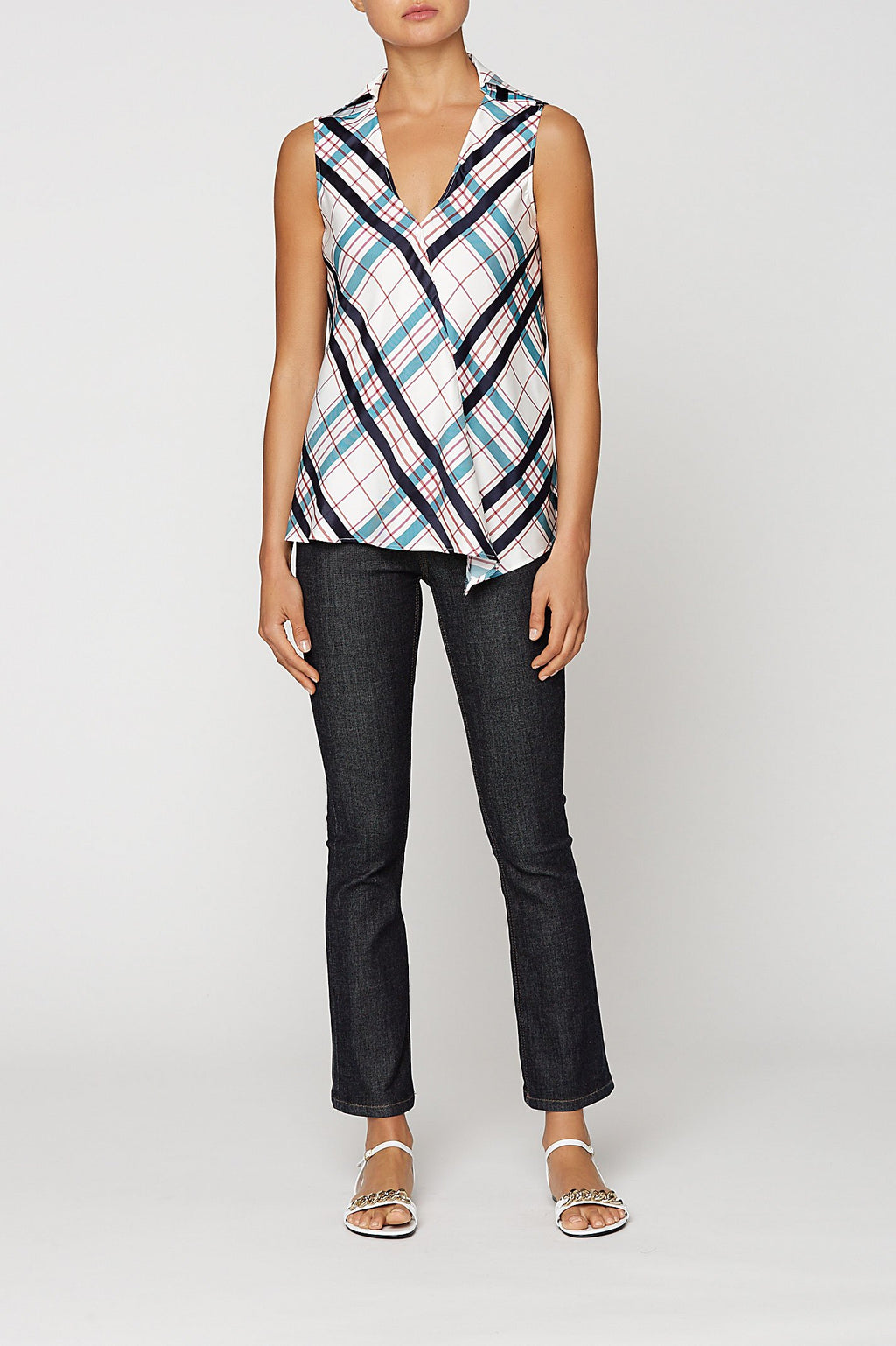 PLAID BIAS TOP