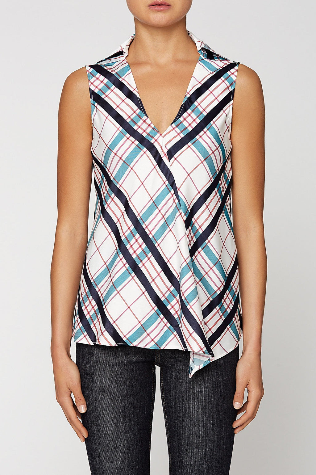 PLAID BIAS TOP
