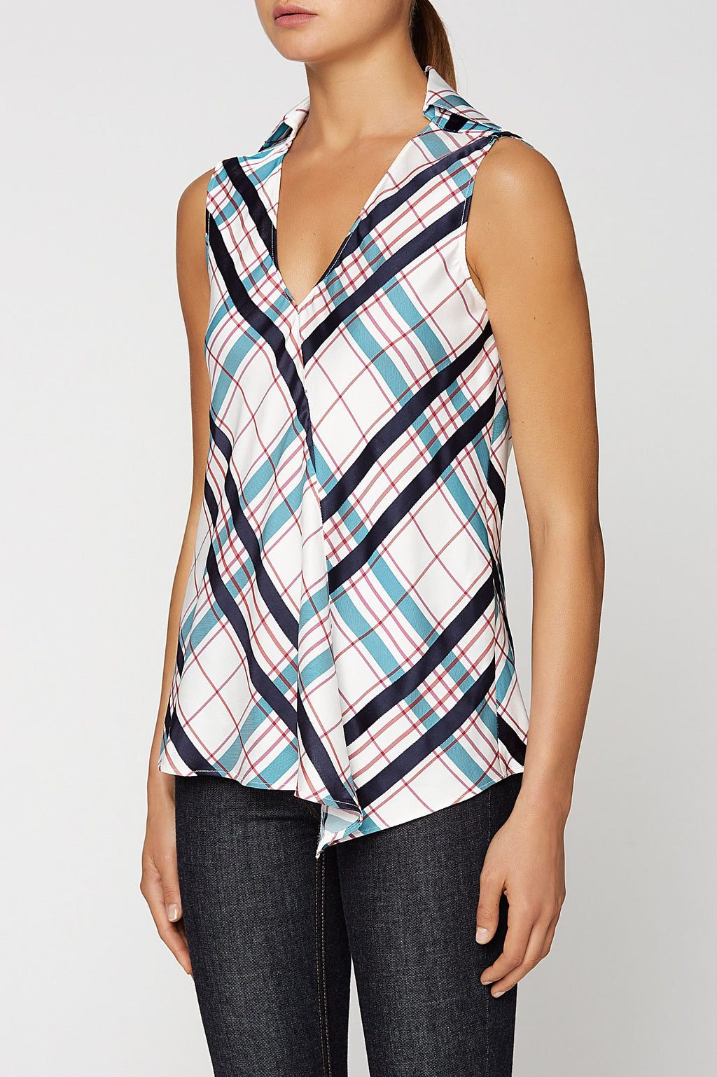 PLAID BIAS TOP