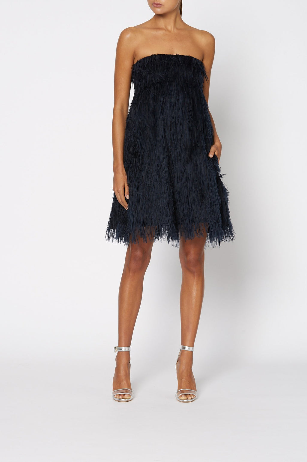 FEATHER TAFFETA DRESS