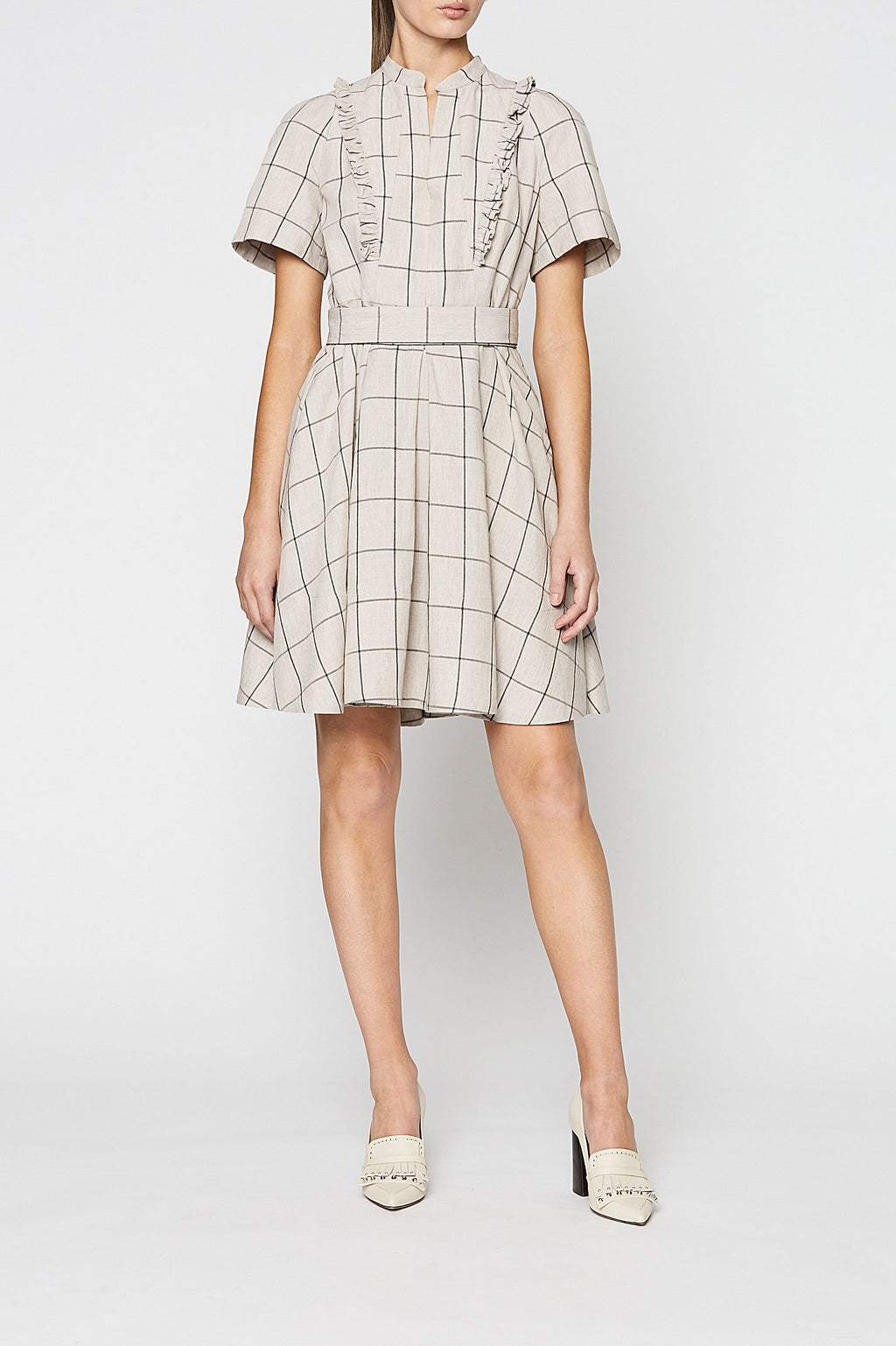 LINEN CHECK DRESS