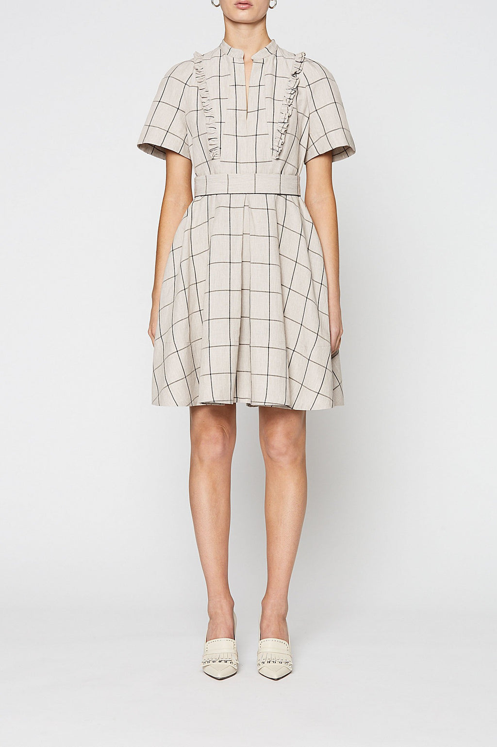 LINEN CHECK DRESS
