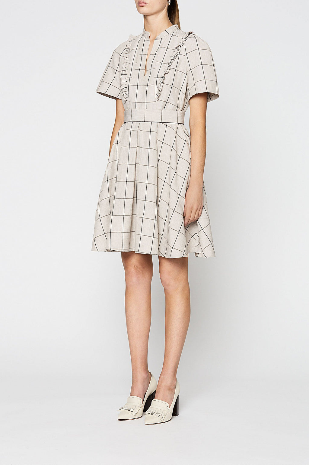 LINEN CHECK DRESS