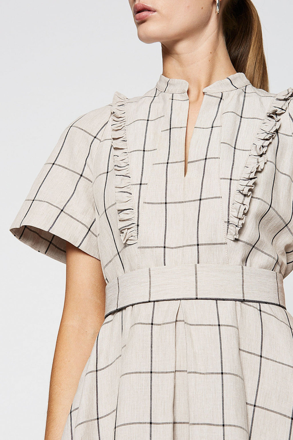 LINEN CHECK DRESS