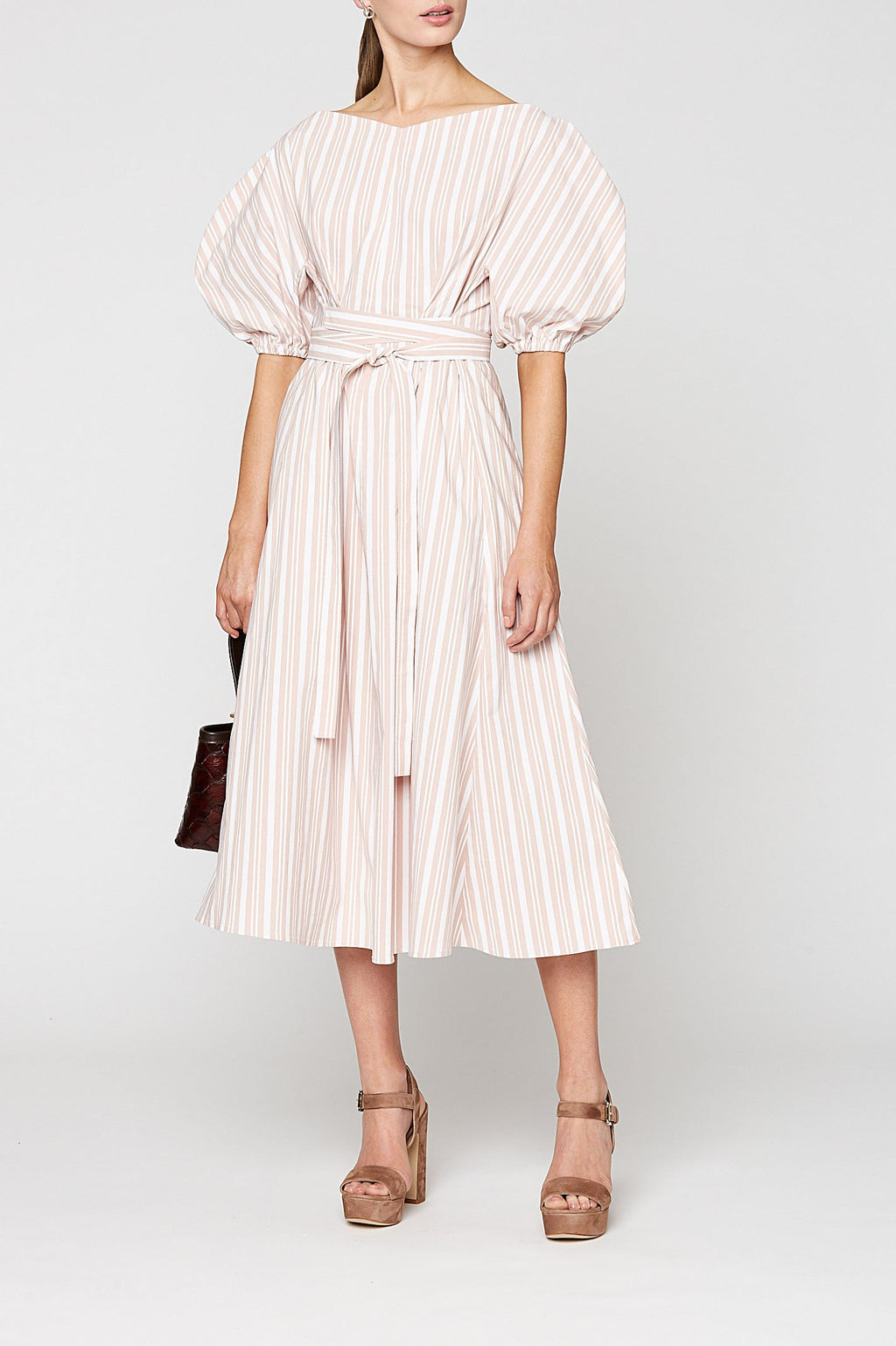 STRIPED COCOON SLEEVE DRESS