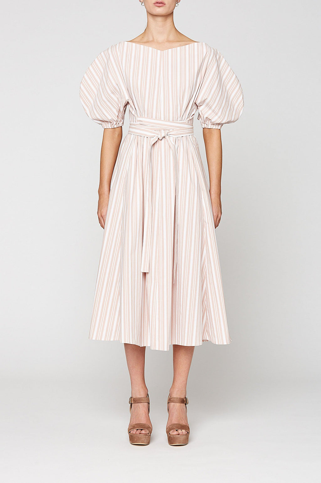 STRIPED COCOON SLEEVE DRESS