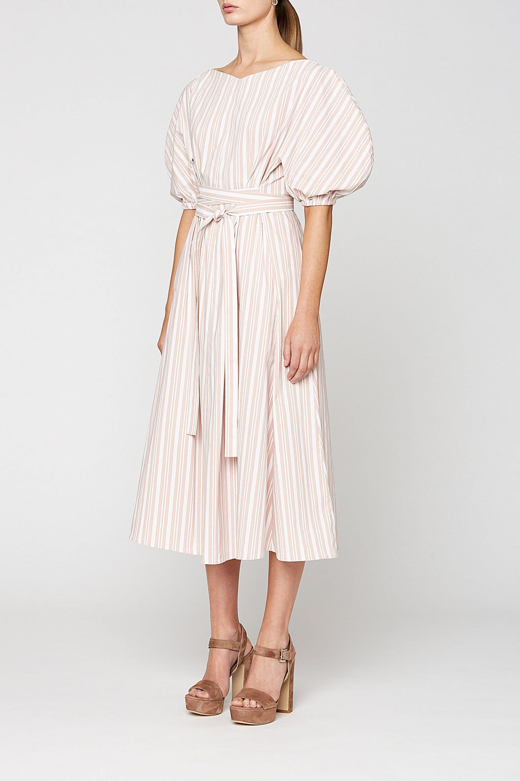 STRIPED COCOON SLEEVE DRESS