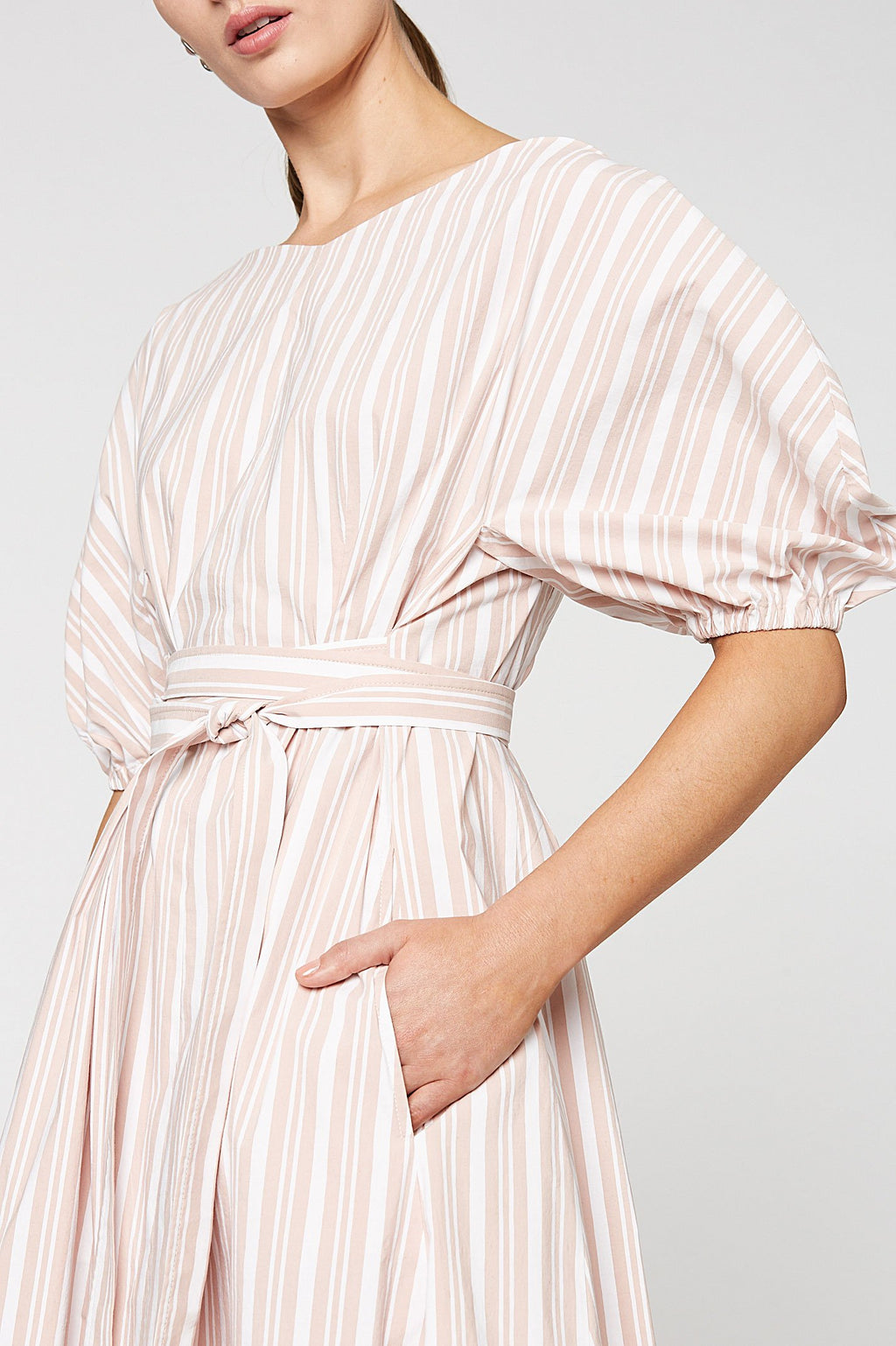 STRIPED COCOON SLEEVE DRESS