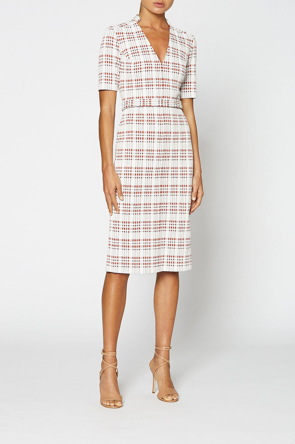 PLAID V NECK DRESS