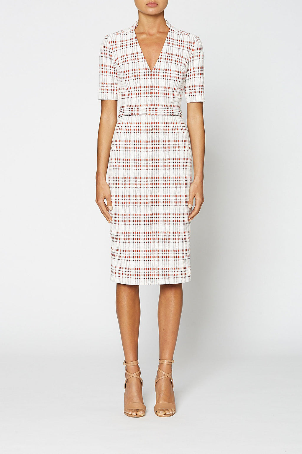 PLAID V NECK DRESS