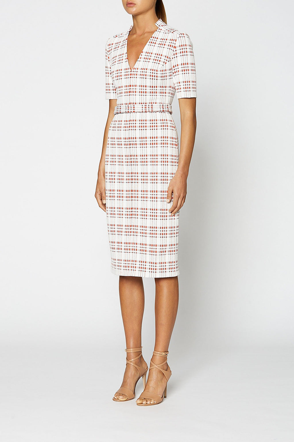 PLAID V NECK DRESS