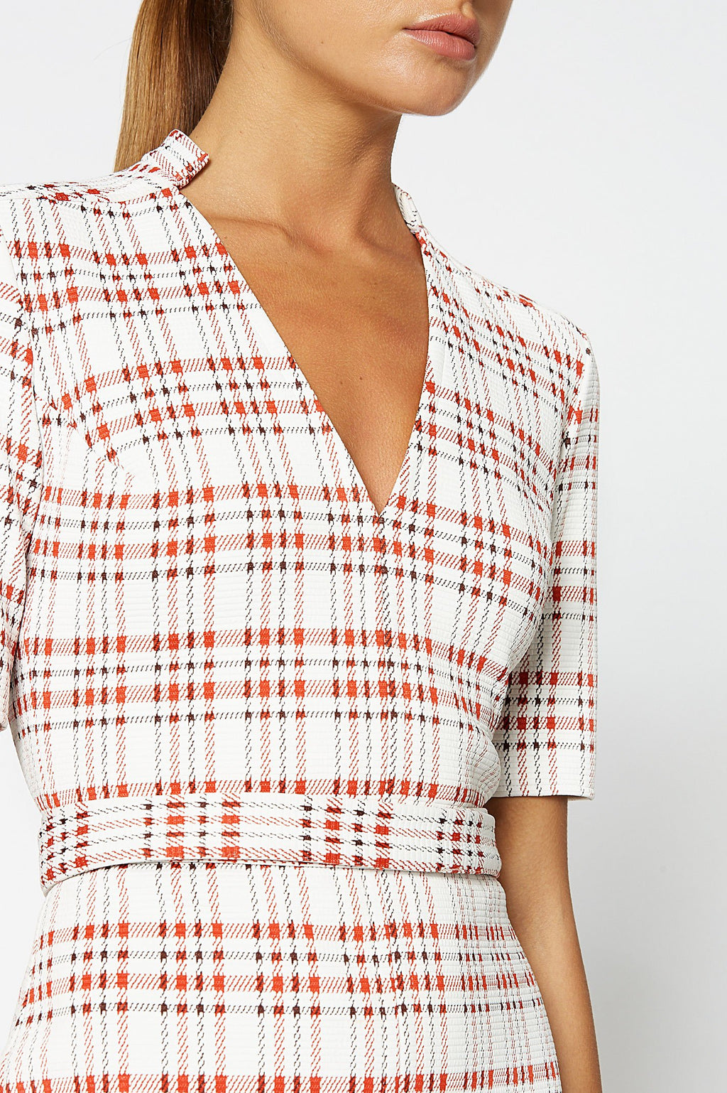 PLAID V NECK DRESS