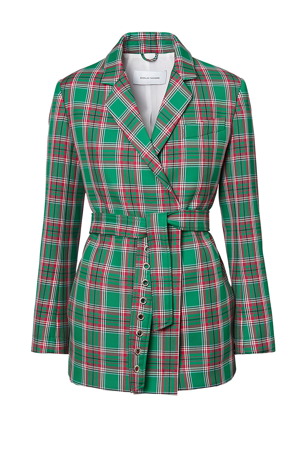 PLAID EYELET BELT JACKET