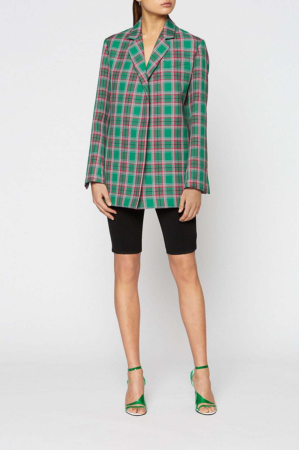PLAID EYELET BELT JACKET
