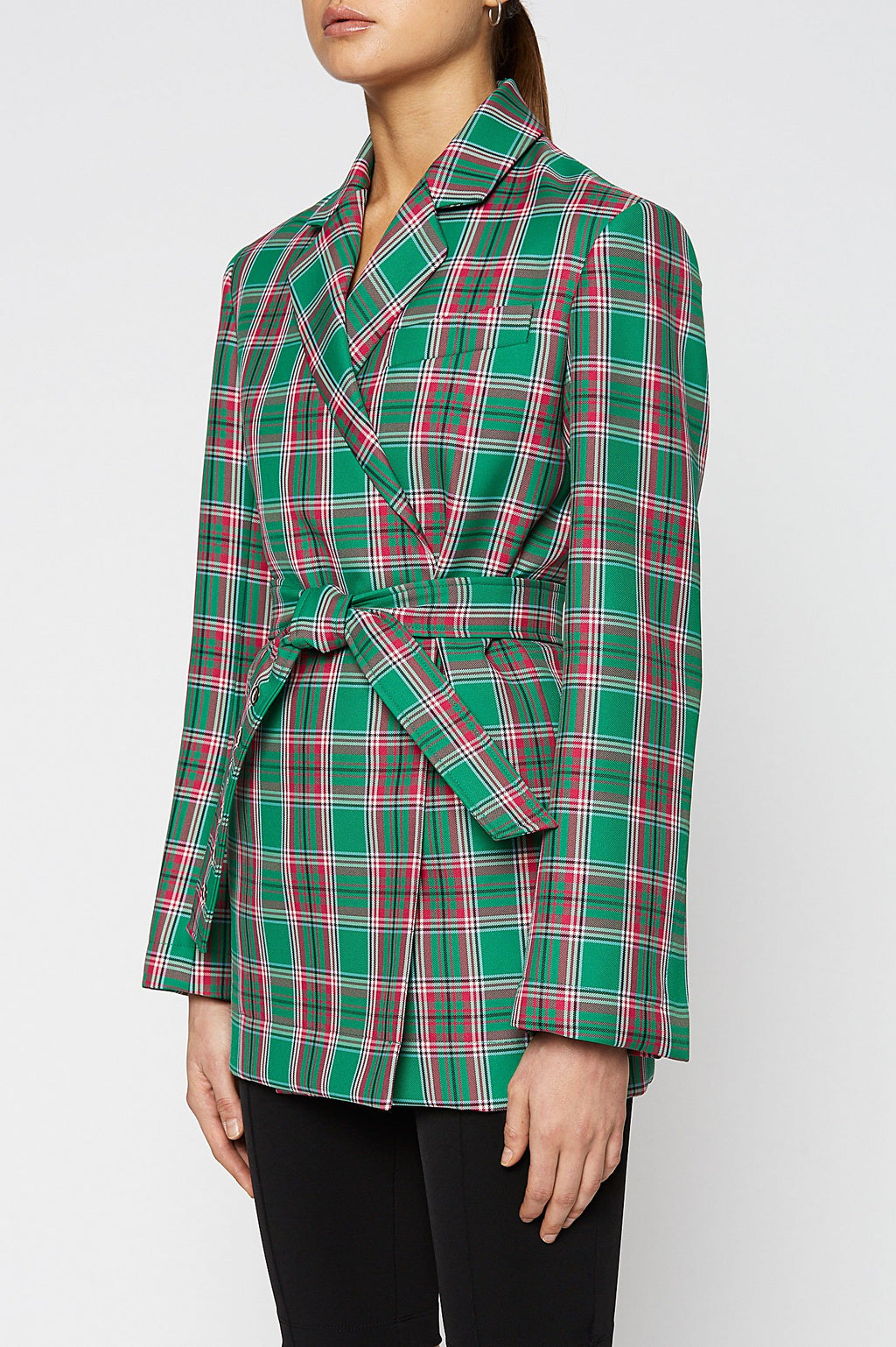 PLAID EYELET BELT JACKET