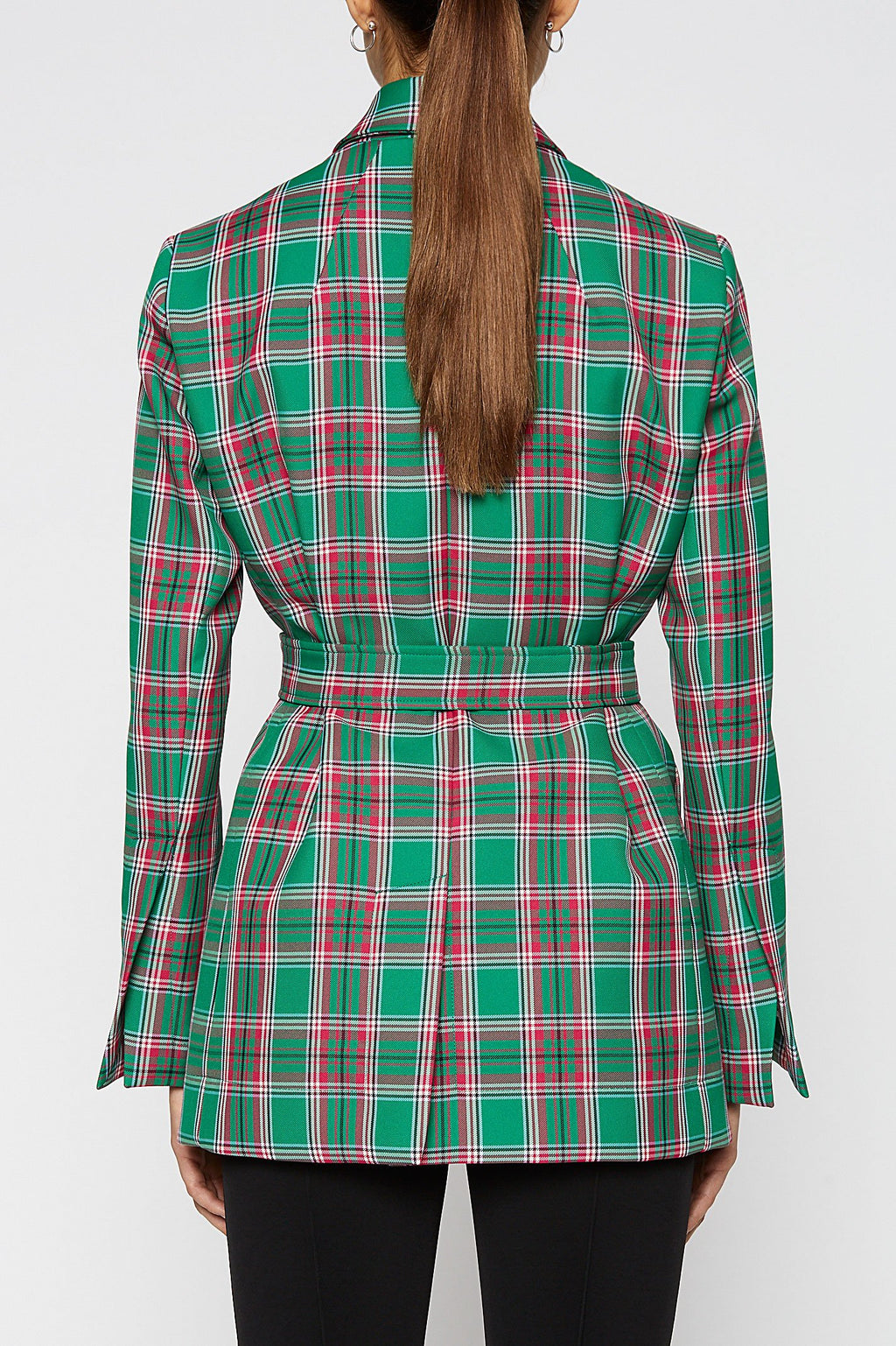 PLAID EYELET BELT JACKET