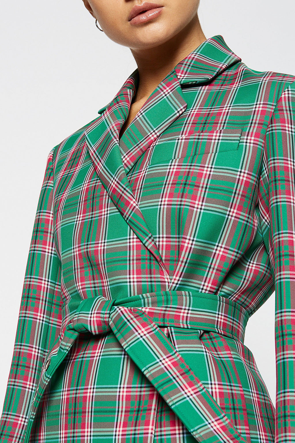PLAID EYELET BELT JACKET