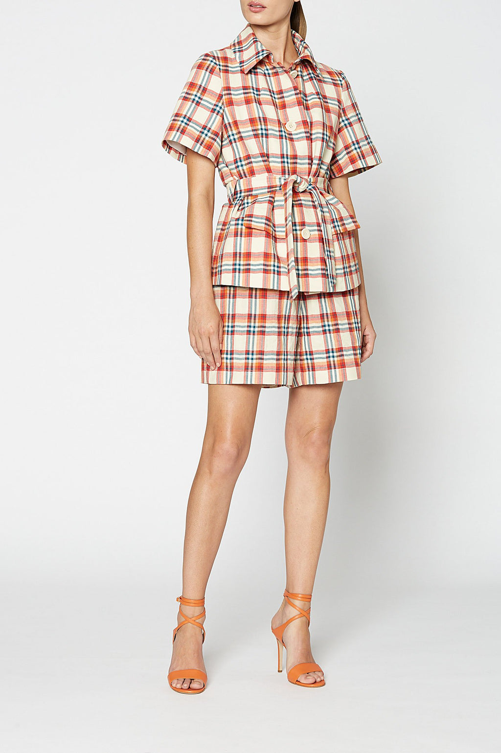 MADRAS CHECK TRENCH JACKET