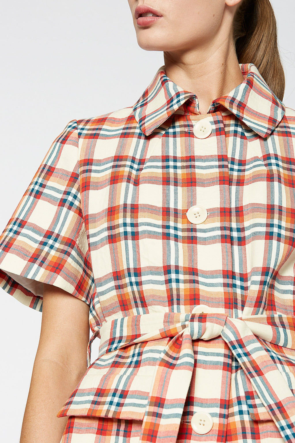 MADRAS CHECK TRENCH JACKET