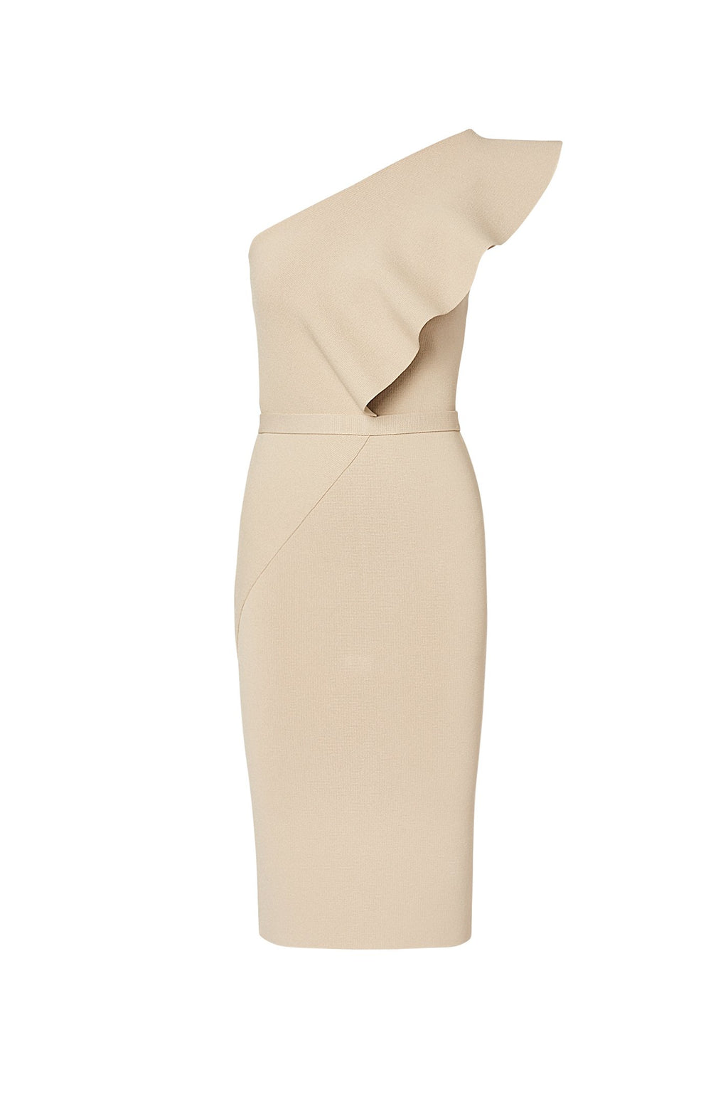CREPE KNIT RUFFLE DRESS