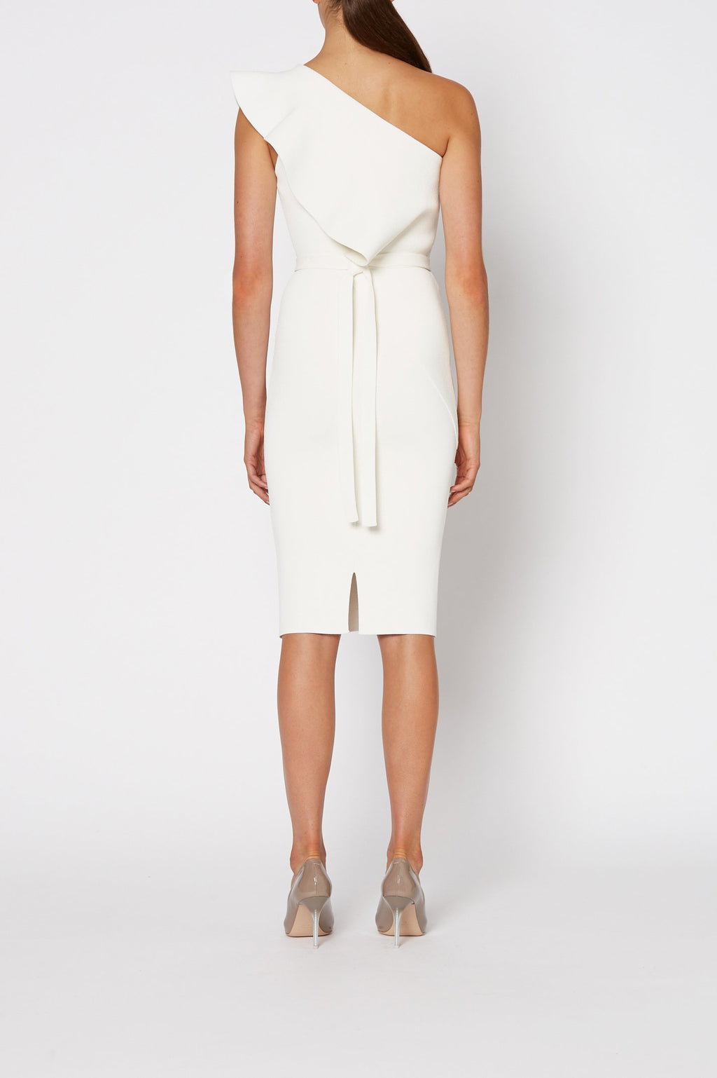 CREPE KNIT RUFFLE DRESS
