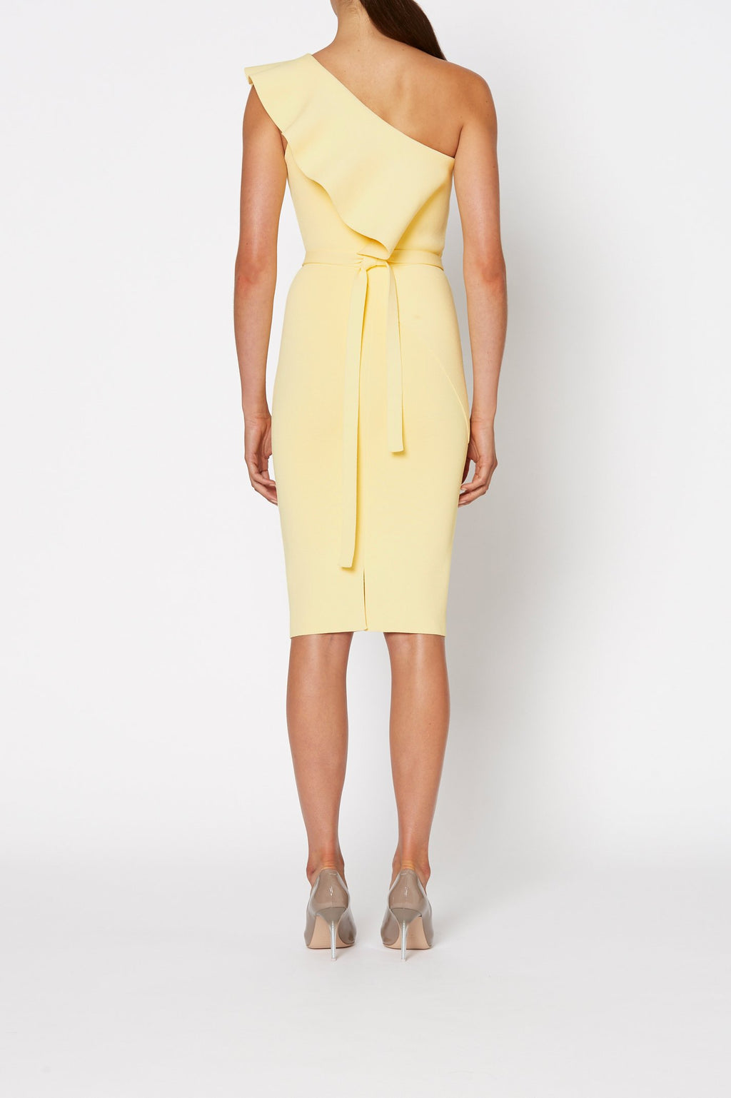 CREPE KNIT RUFFLE DRESS