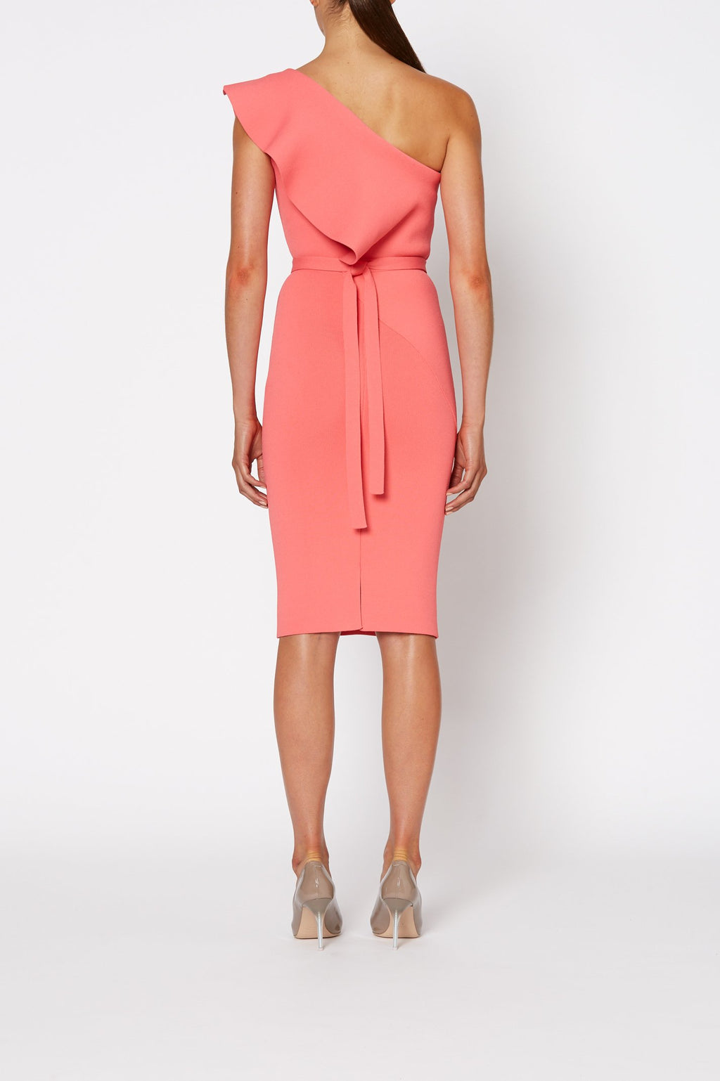 CREPE KNIT RUFFLE DRESS