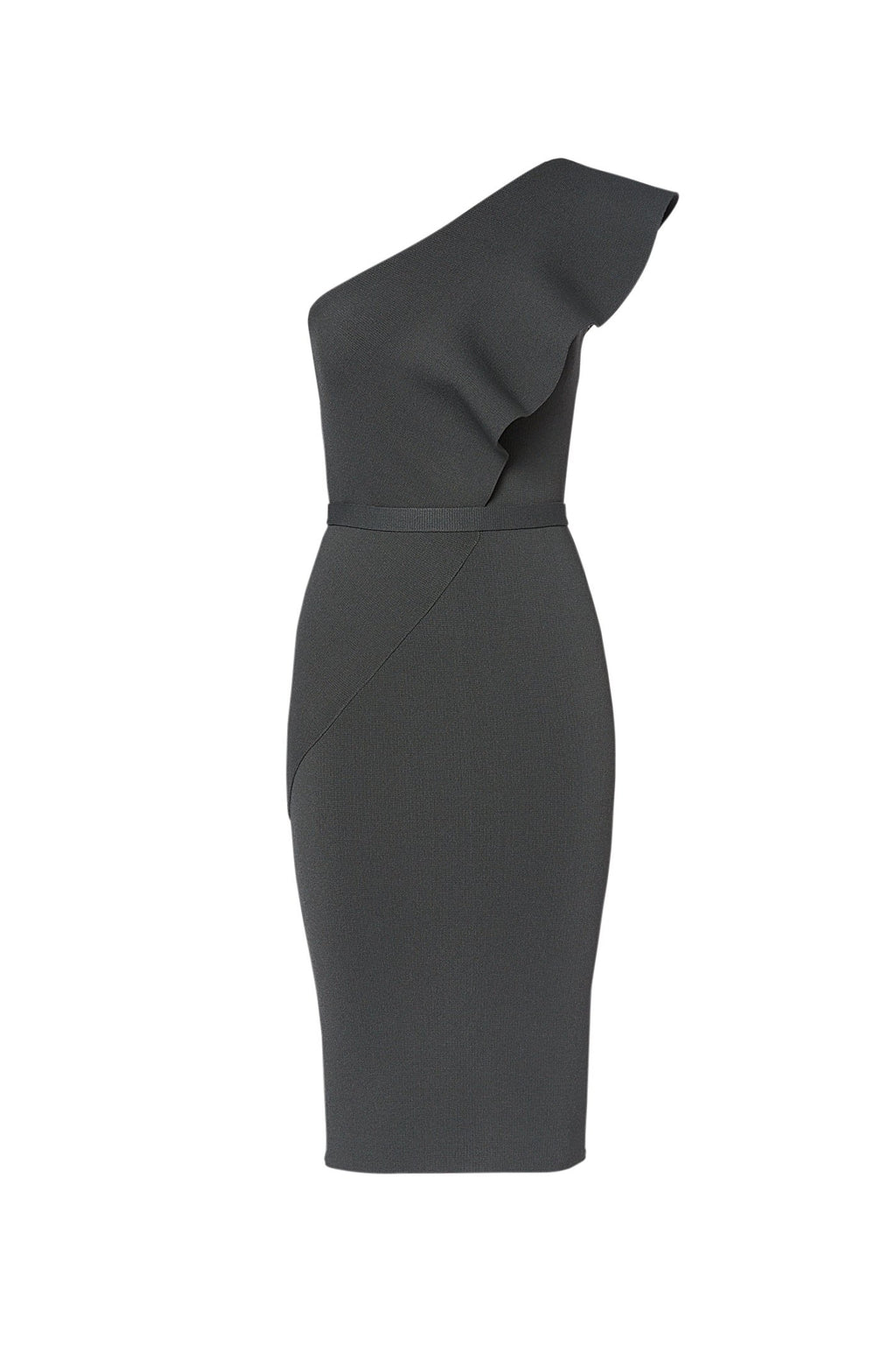 CREPE KNIT RUFFLE DRESS