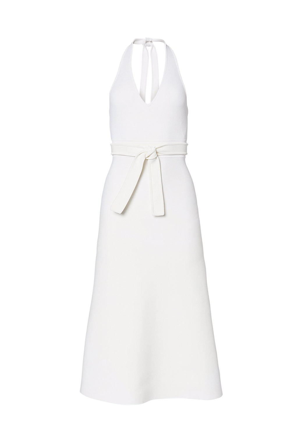 CREPE KNIT HALTER DRESS