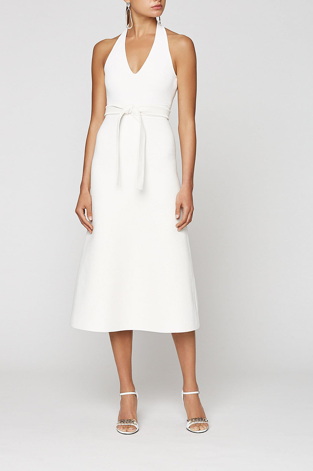 CREPE KNIT HALTER DRESS