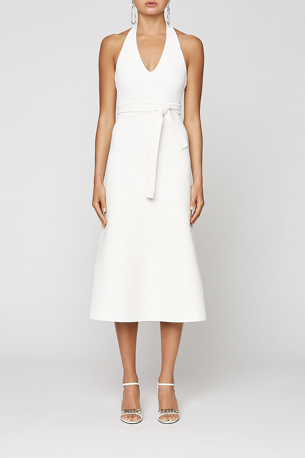 CREPE KNIT HALTER DRESS