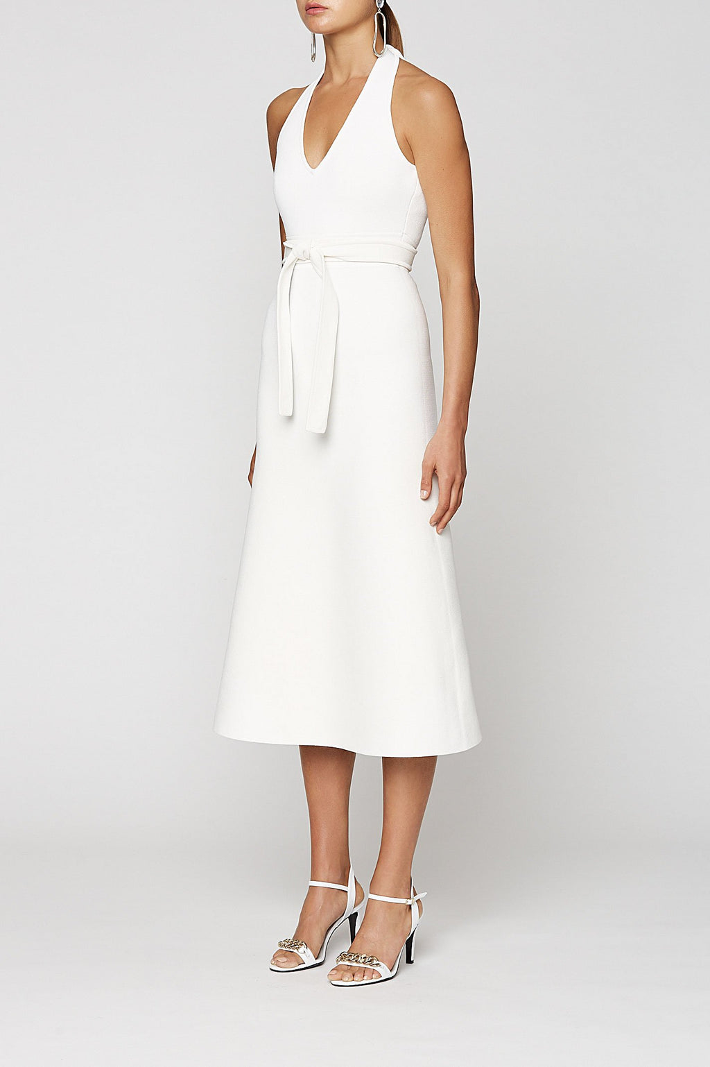 CREPE KNIT HALTER DRESS