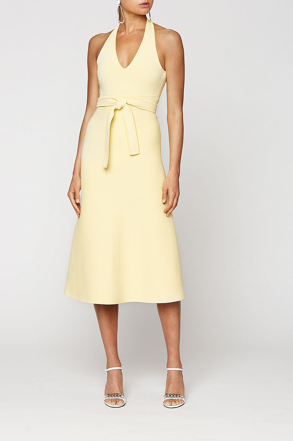 CREPE KNIT HALTER DRESS