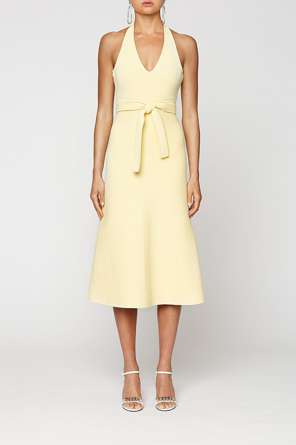 CREPE KNIT HALTER DRESS