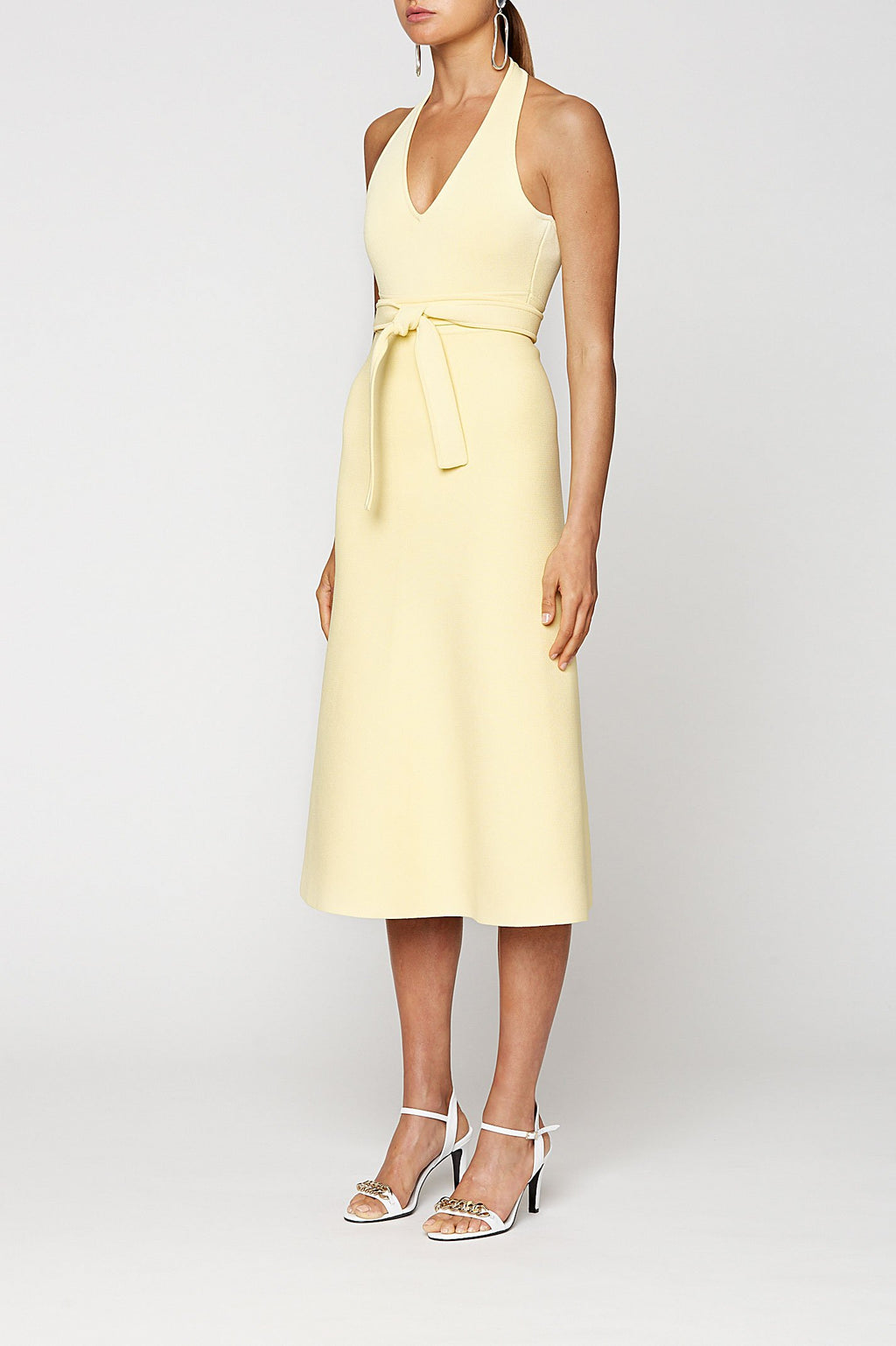 CREPE KNIT HALTER DRESS