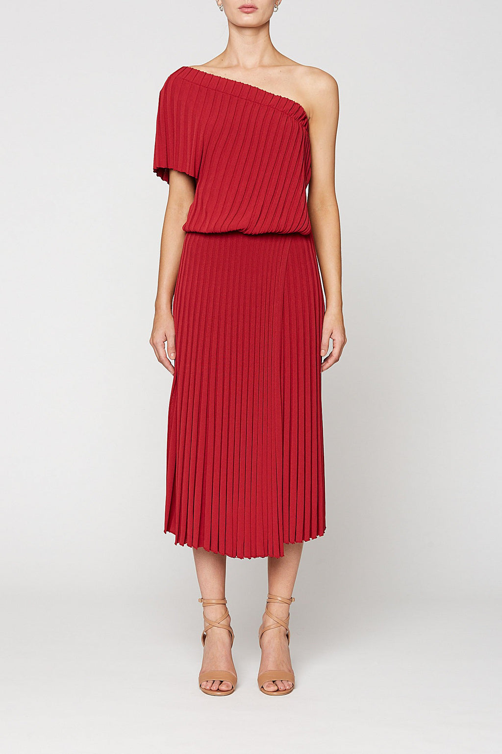 PLEATED RIB ONE SHLD DRESS 16