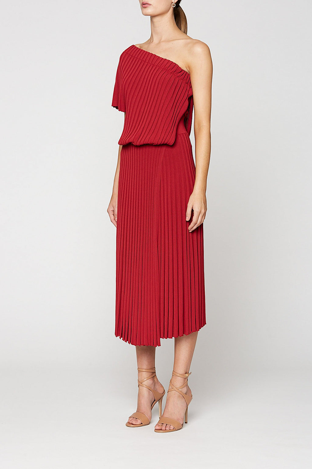 PLEATED RIB ONE SHLD DRESS 16